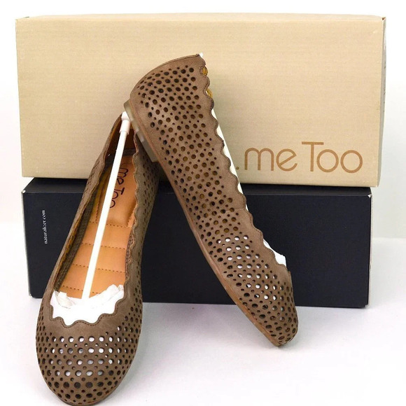 ME TOO Shoes - NWT ME TOO  "CARLEE14" BROWN  PERFORATED BALLET  FLATS SIZE 5.5